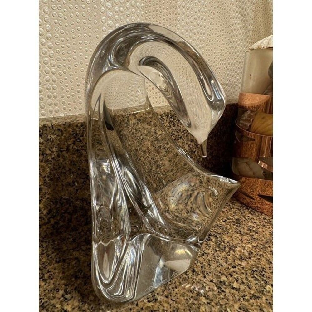 DAUM FRANCE CRYSTAL SWAN BIRD Modern FIGURINE 6 1/2" Height